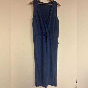 Bridge & Burn Blue Striped Jumpsuit Size M Tie Waist